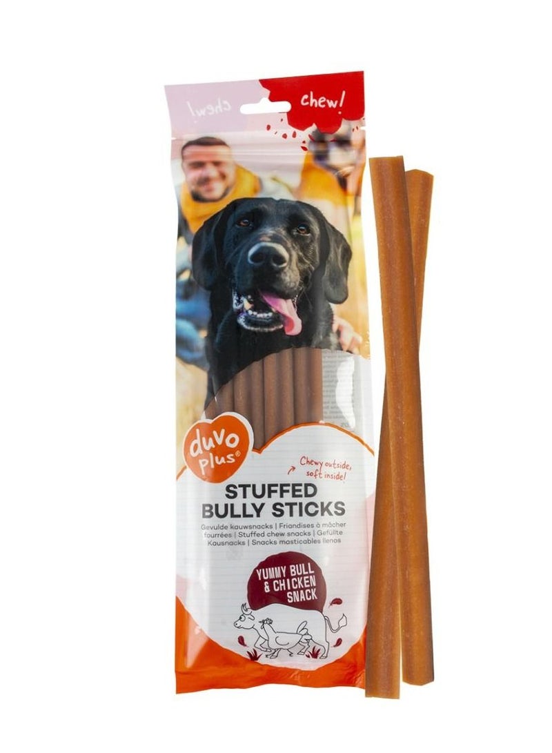 Duvo + عصي مضغ للكلاب محشوة 25.4 سم 4 قطع 208 جرام، بني - Image 1