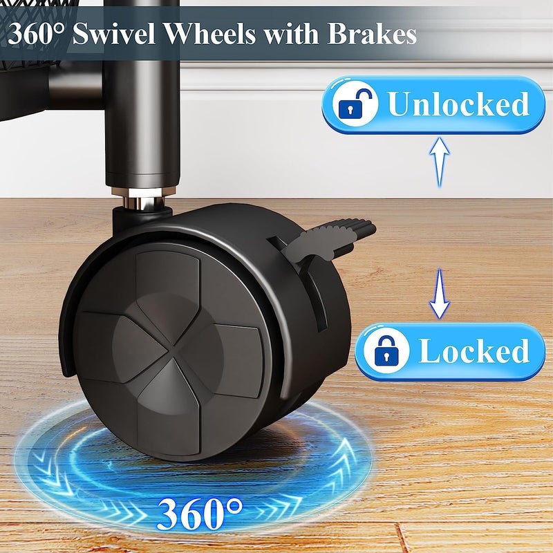 TRADY 3Tier Metal Kitchen Rotating Trolley Storage Rolling Cart Kitchen Storage Rack Kitchen Organizer Items Vegetable Fruit Basket Stand for Storage Onion Potato Rack Black - Image 3