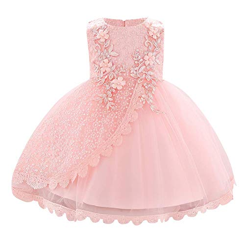 Baby Girls Christening Baptism Gown Lace Flower Wedding Pageant First Communion Tutu Dress Photoshoot Cake Smash Tulle Dress