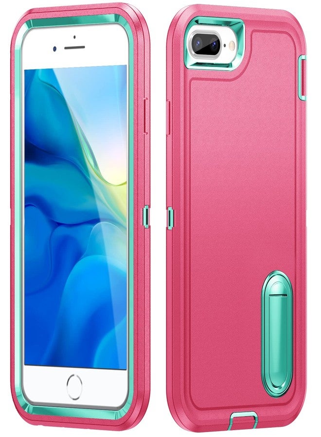 اي دي ويل جراب IDwel لهواتف iPhone 8 Plus/7 Plus/6S Plus/6 Plus مع مسند، حماية فائقة ضد الصدمات والخدوش، تصميم نحيف، لون وردي/أزرق فاتح - Image 3