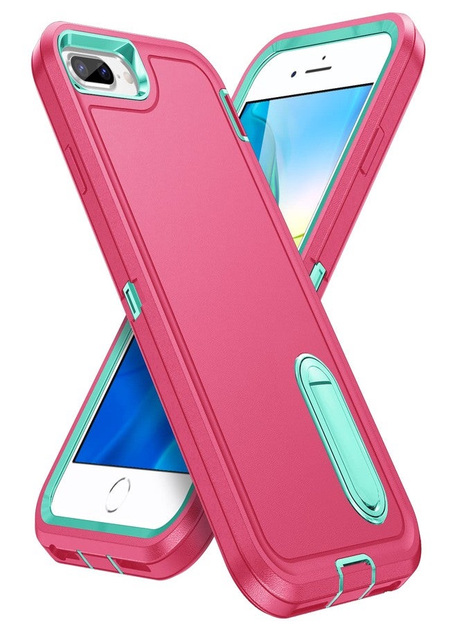 اي دي ويل جراب IDwel لهواتف iPhone 8 Plus/7 Plus/6S Plus/6 Plus مع مسند، حماية فائقة ضد الصدمات والخدوش، تصميم نحيف، لون وردي/أزرق فاتح - Image 1
