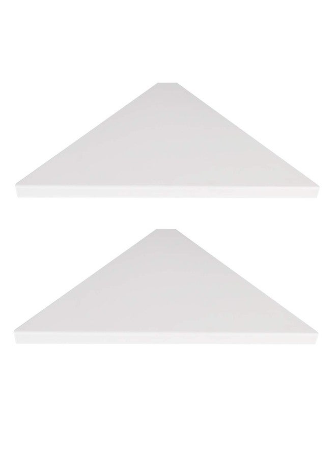 evron Corner Mounting Shelf Set of 2 – Easy to Install Floating Wall Shelves with Wood Grain Finish, Durable and Waterproof ABS Plastic for Kitchen, Bathroom, Living Room Home Décor - Image 1