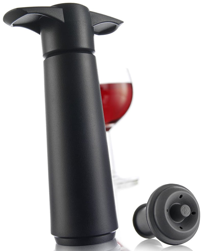 Verana Wine Saver Vacuum Pump with 1 Silicone Wine Stoppers, Black, Fits Most Bottles, Keeps Wine Fresh Up to 10 Days - Image 1