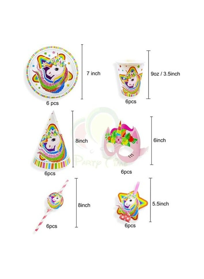 بارتي تايم طقم أدوات مائدة للحفلات يونيكورن مكون من 36 قطعة من بارتي تايم، أطباق أواني طعام للاستعمال مرة واحدة - Image 2