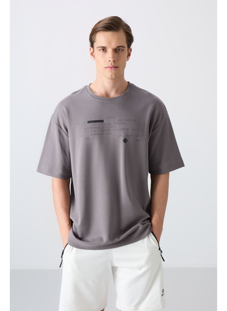Tommy Life Dark Grey Cotton Thick Soft Texture Oversize Fit Printed Men's T-Shirt - 88326  - Image 1