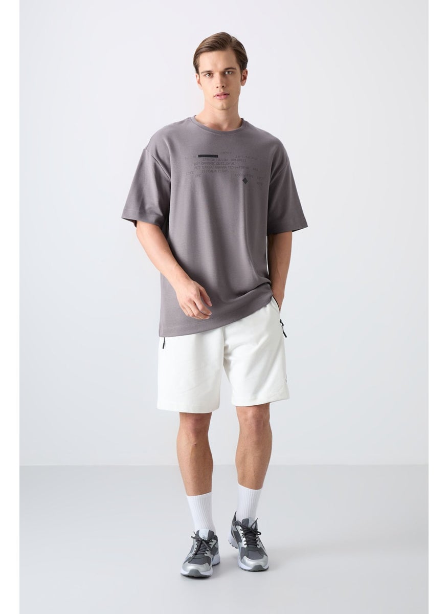 Tommy Life Dark Grey Cotton Thick Soft Texture Oversize Fit Printed Men's T-Shirt - 88326  - Image 3