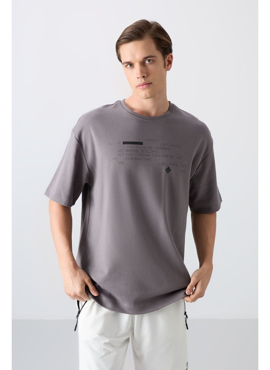 Tommy Life Dark Grey Cotton Thick Soft Texture Oversize Fit Printed Men's T-Shirt - 88326  - Image 4