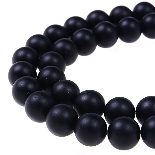 PLTbeads Gorgeous Onyx Black Agate Natural Gemstone Loose Beads 8mm Matte Round Approxi 15.5 inch DIY Bracelet Necklace for Jewelry Making - Image 1