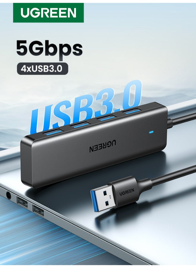 USB Hub 3.0 4 Ports Multiport Adapter Ultra Slim Data Hub USB A Splitter [Charging Not Supported] Multiple USB Extension for Laptop,Desktop PC,Xbox,PS5,Mouse,Keyboard,Flash Drive,Printer-15CM | 20cm Cable