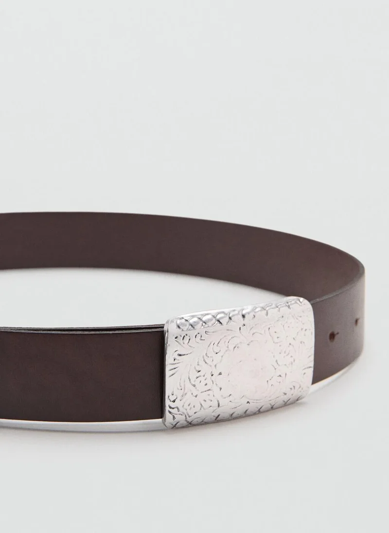MANGO  Engraved buckle leather belt for Women | Best Price UAE