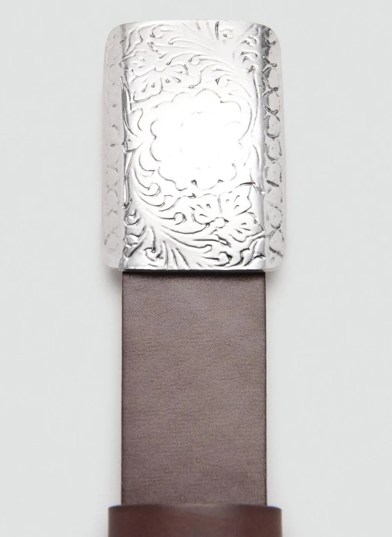 MANGO  Engraved buckle leather belt for Women | Best Price UAE
