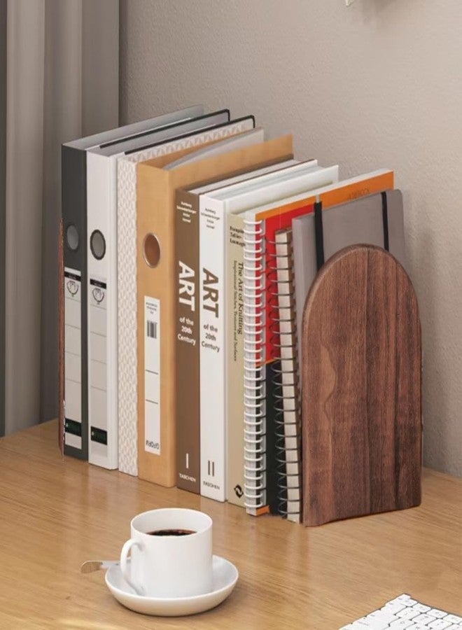 Dladhict Book Ends for Shelves Heavy Duty Books Bookend Book End Decorative Wooden Book Holders Book Stopper for Shelves Coolest Shelf Bookends for Kids Books Shelf Holder Organizer Accessories (Walnut 1 Pair) - Image 3
