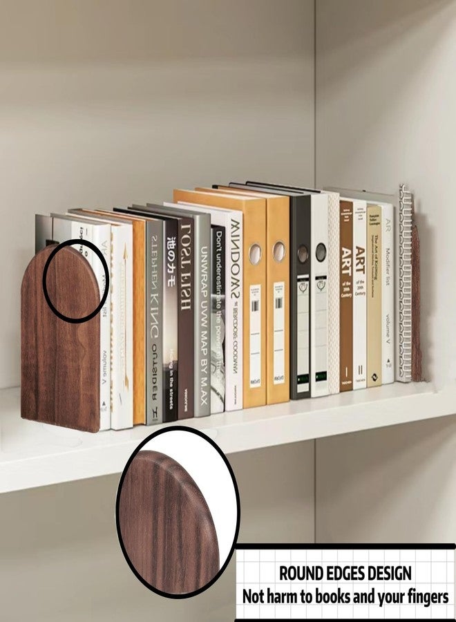 Dladhict Book Ends for Shelves Heavy Duty Books Bookend Book End Decorative Wooden Book Holders Book Stopper for Shelves Coolest Shelf Bookends for Kids Books Shelf Holder Organizer Accessories (Walnut 1 Pair) - Image 4