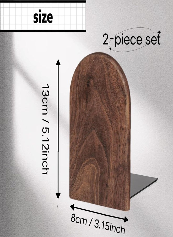 Dladhict Book Ends for Shelves Heavy Duty Books Bookend Book End Decorative Wooden Book Holders Book Stopper for Shelves Coolest Shelf Bookends for Kids Books Shelf Holder Organizer Accessories (Walnut 1 Pair) - Image 2