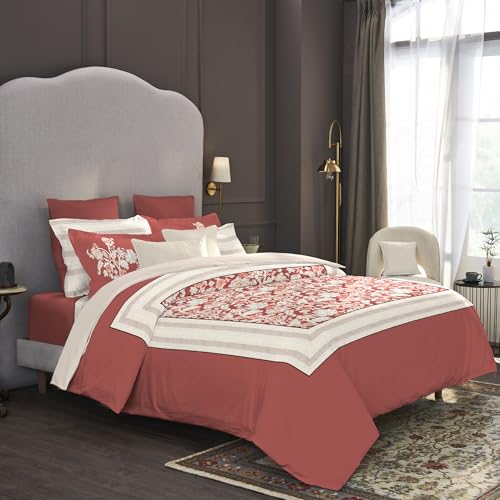 MYTRIDENT Trident Nectarsoft Elite King Size Bedsheet for Double Bed, 100% Cotton, 5-Piece Set (1 King Size Bedsheet with 4 Pillow Covers) Superior Softness, 400 Thread Count, Luxurious Finish- Jasmine - Image 2