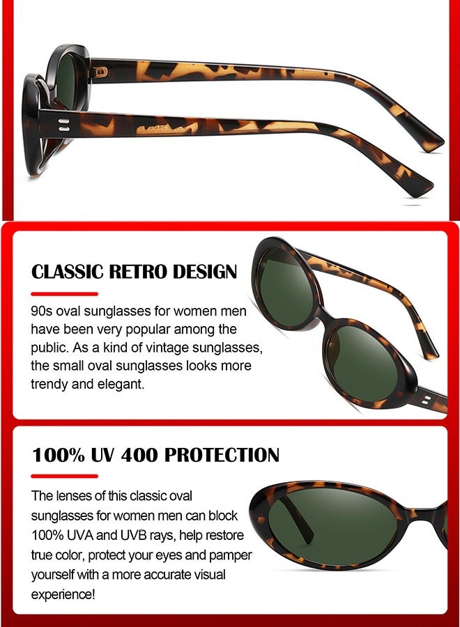 AZorb Oval Sunglasses Women Cat Eye Retro Sun Glassess Men Women Fashion Sunglass Small Lens Eyewear Aesthetic Design Ladies Eye Glasses for UV400 Protection Shades Green - Image 3