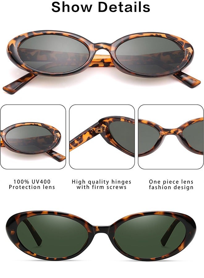 AZorb Oval Sunglasses Women Cat Eye Retro Sun Glassess Men Women Fashion Sunglass Small Lens Eyewear Aesthetic Design Ladies Eye Glasses for UV400 Protection Shades Green - Image 5