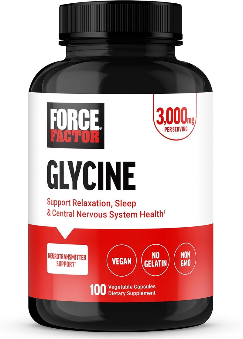 FORCE FACTOR Glycine to Promote Relaxation and Restful Sleep Support Cognitive Function Mood Balance and Nerve Health 100 Vegetable Capsules - Image 1
