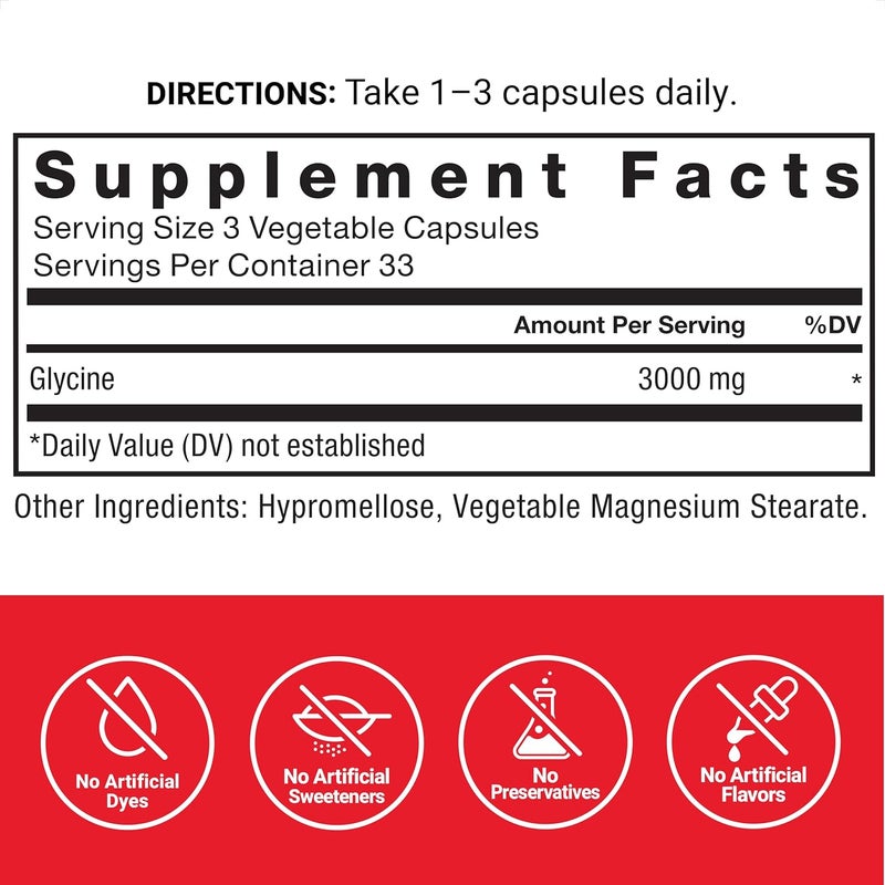FORCE FACTOR Glycine to Promote Relaxation and Restful Sleep Support Cognitive Function Mood Balance and Nerve Health 100 Vegetable Capsules - Image 4