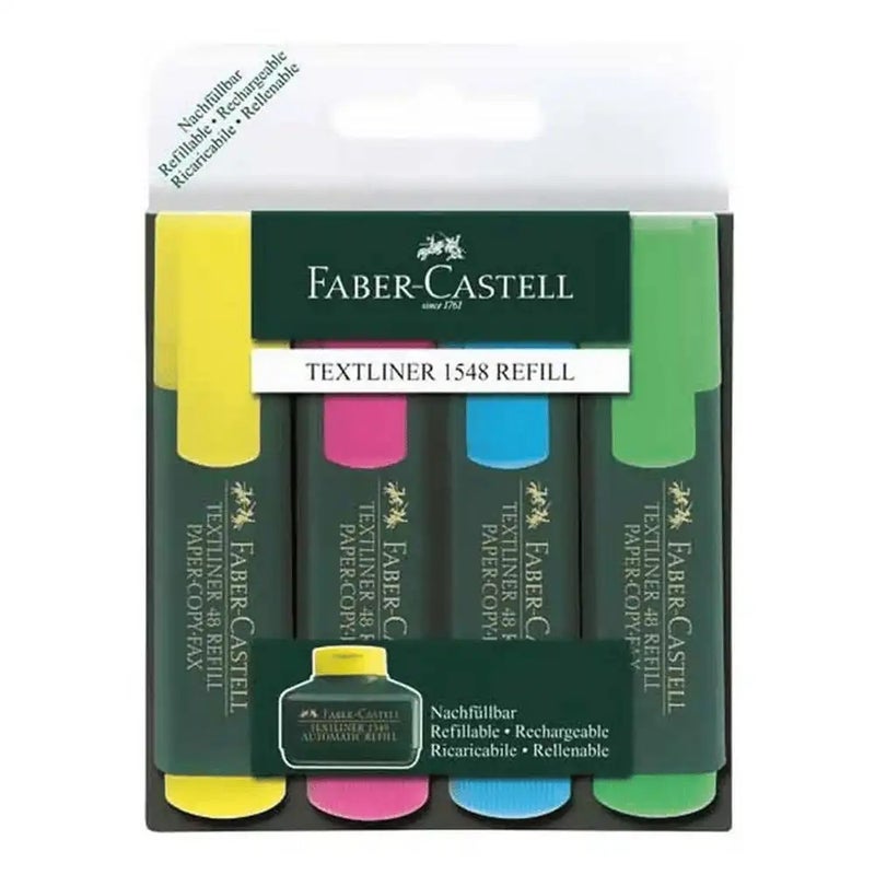 Faber Castell Textliner 48 Refillable Multi-Color Highlighter- 4pcs