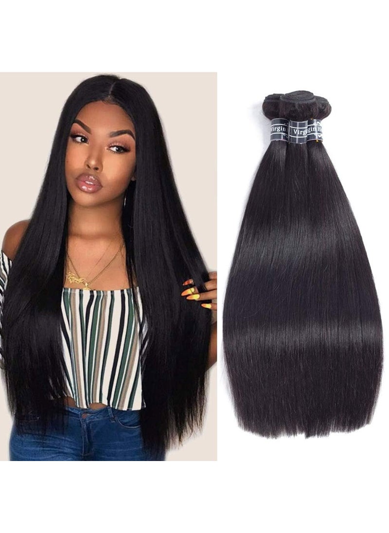 Amella Amella Hair 10A Unprocessed Brazilian Straight Virgin Hair 18 20 22300g100 Brazilian Straight Virgin Hair Bundles Extension Weaves Natural Black Color 