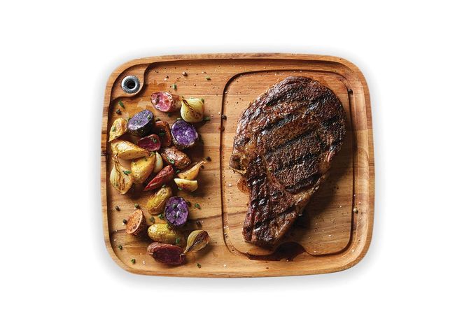 Ironwood Gourmet Fort Worth Steak Plate with Juice Channel, Acacia Wood 13 x 11 x 0.75 -inches, Brown - Image 1