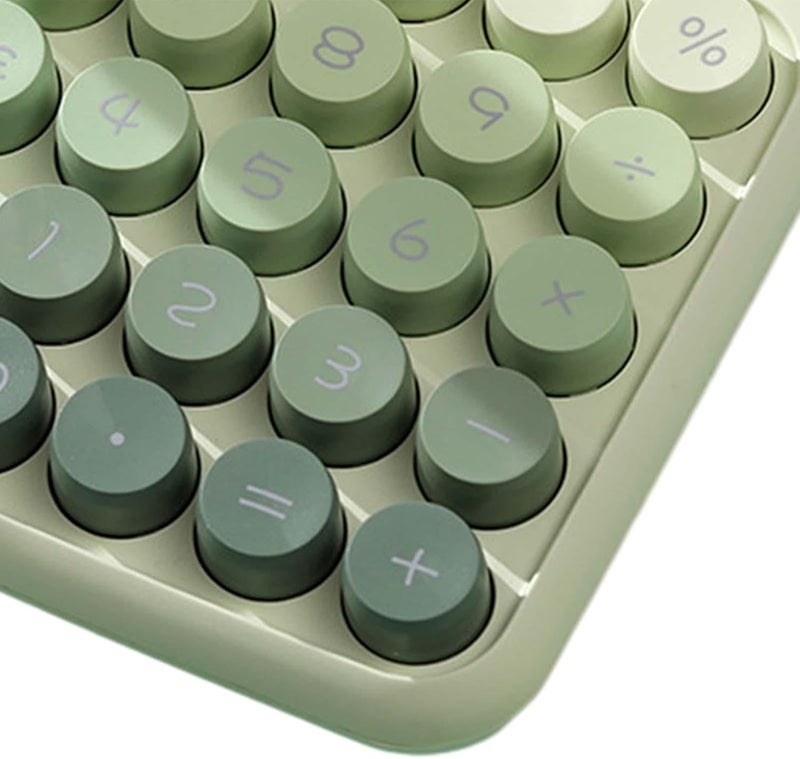 Mechanical Switch Calculator Handheld Portable Retro Round Keys 16x11.5cm 15° Tilt Screen for Daily and Basic Office, Gradient Green - Image 3