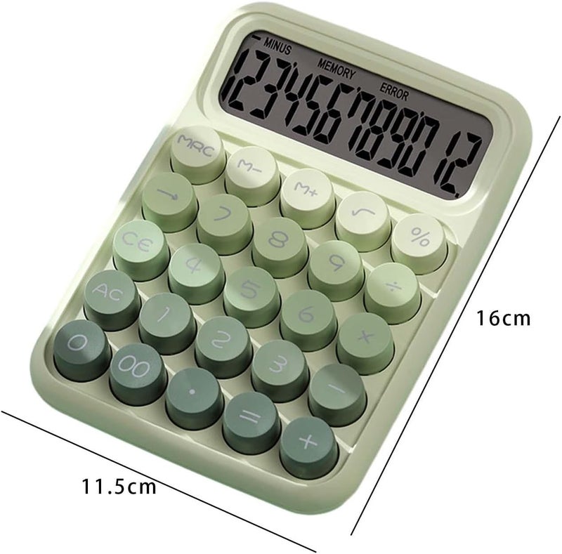 Mechanical Switch Calculator Handheld Portable Retro Round Keys 16x11.5cm 15° Tilt Screen for Daily and Basic Office, Gradient Green - Image 4