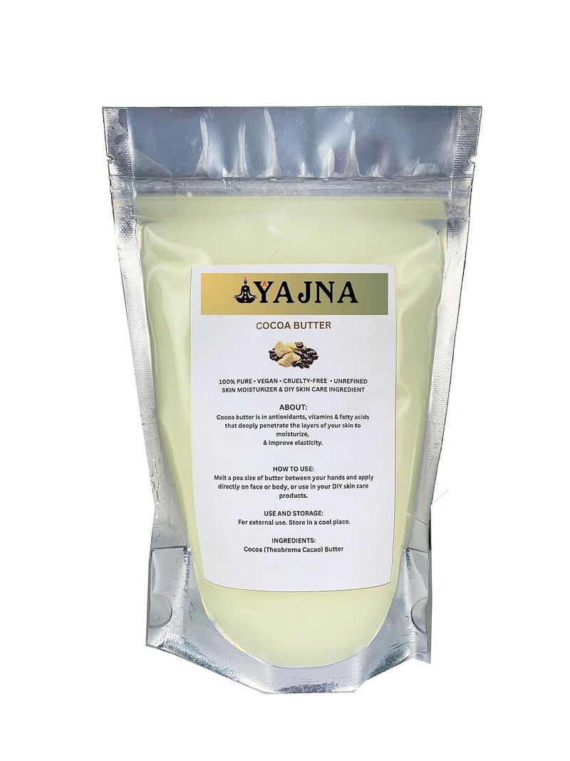 Yajna Organic Raw Cocoa Butter 100 PureNatural Unrefined Skin Moisturizer For Face Body Hair 4 OZ115 GM IvoryWhite Grade A DIY Creams Balms Lotions Soaps Softens Dry Tough Skin