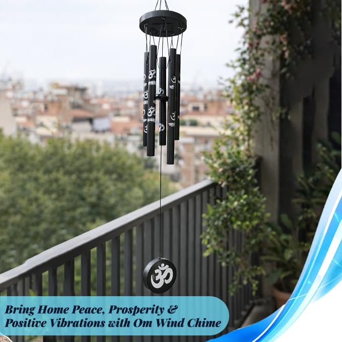 GJ Feng Shui Om Vastu Five Pipe Wind Chime for Balcony, Window and Om Wind Chime Positive Energy - Image 4