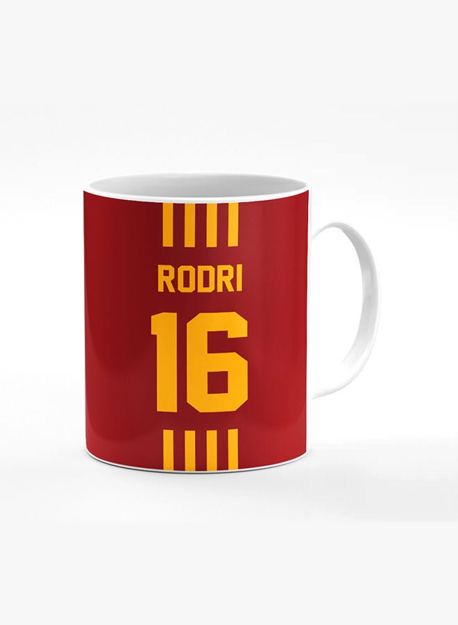 Stylizedd Designer Printed Coffee Mug with Heavy Duty Handle 11oz Ceramic Personalised Gift Mugs Cup [Microwave Safe & Dishwasher Proof] -Football Team - Spain  Player Name - Rodri - Image 1