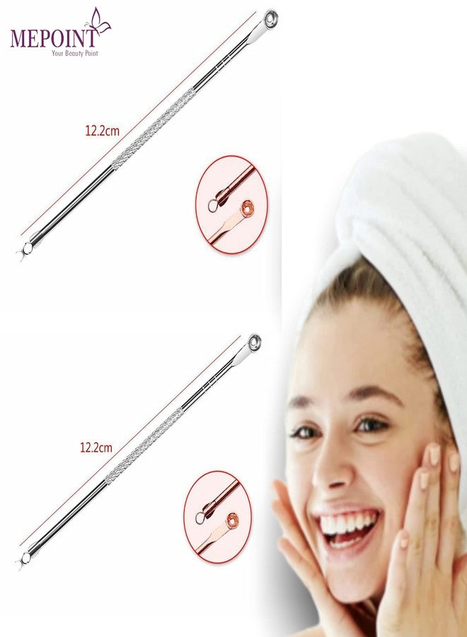 MEPOINT Blackhead Remover | Acne Treatment | Pimple Popper Professional Comedone Blemish | Zit | Whitehead Scar Extractor | Round Blackhead Pin Pointed Tool (Pack of 2) - Stainless Steel, Anti-Slip Handle - Image 4