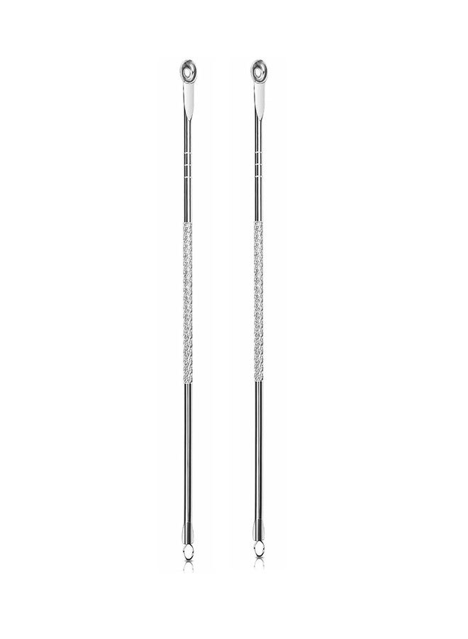 MEPOINT Blackhead Remover | Acne Treatment | Pimple Popper Professional Comedone Blemish | Zit | Whitehead Scar Extractor | Round Blackhead Pin Pointed Tool (Pack of 2) - Stainless Steel, Anti-Slip Handle - Image 1