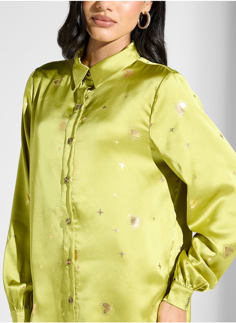 Never fully Dressed - Embroidered Button Down Shirt - Image 1