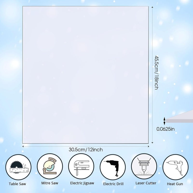 klarako 2 Pcs Polycarbonate Clear Plastic Sheet 12" x 18" x 0.0625" (1/16") Thin Rigid Plastic Sheet Easy to Cut Plastic Sheets for DIY Crafts Document Picture Frames - Image 2