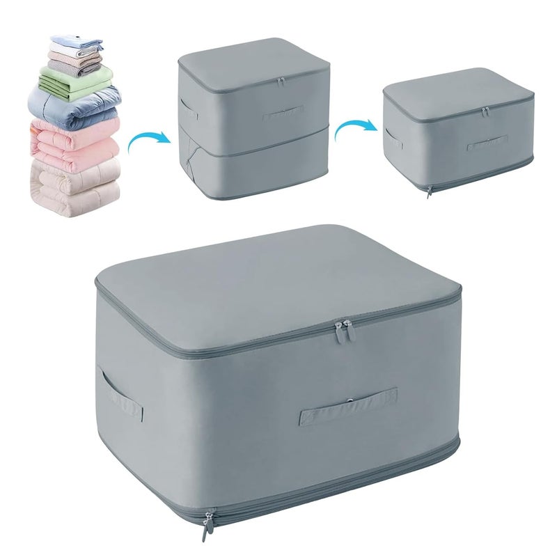 COYRASTH COYRASTH Ultra Space Saving Self Compression Organizer Heavy Duty Moving Bags Storage Tote for Space Saving Self Compression Moving Organizer Bags for Comforters Clothes Blankets Gray  - Image 2