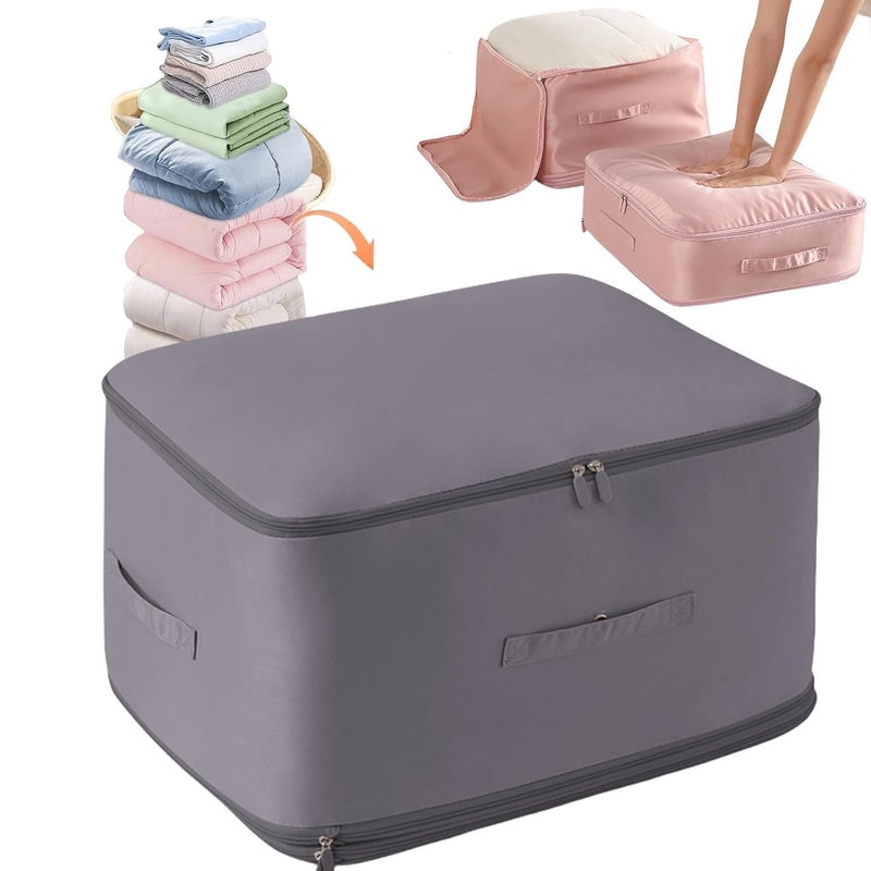 COYRASTH COYRASTH Ultra Space Saving Self Compression Organizer Heavy Duty Moving Bags Storage Tote for Space Saving Self Compression Moving Organizer Bags for Comforters Clothes Blankets Gray  - Image 1