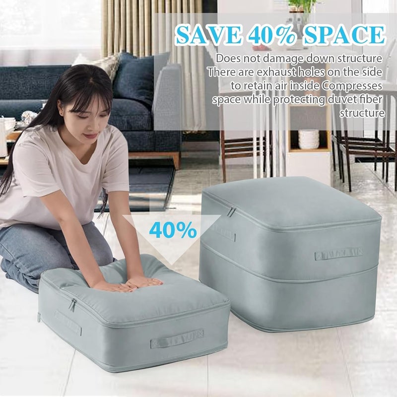 COYRASTH COYRASTH Ultra Space Saving Self Compression Organizer Heavy Duty Moving Bags Storage Tote for Space Saving Self Compression Moving Organizer Bags for Comforters Clothes Blankets Gray  - Image 5
