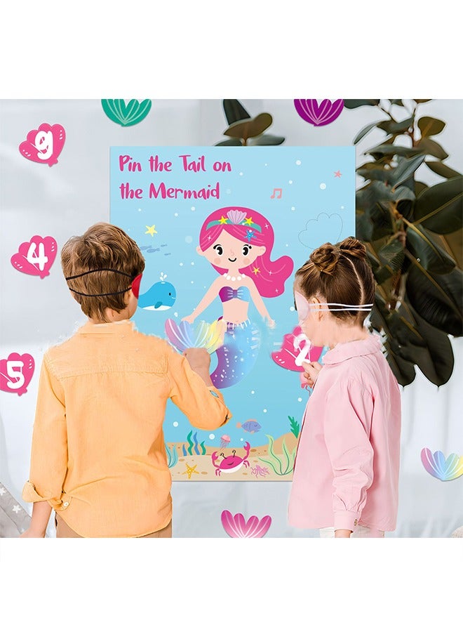 حزب وعيد ميلاد ألعاب اللوازم ، دبوس الذيل على حورية البحر ، تحت البحر حزب ألعاب الديكور ، ملصق كبير مع 28PCS ملصقات الذيل للعبة حزب الطفل - Image 2