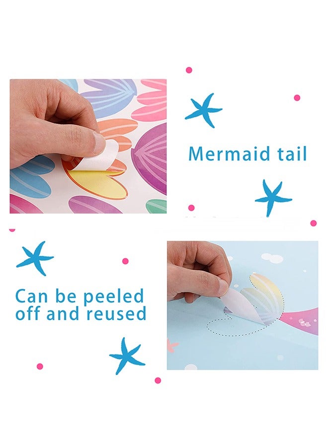 حزب وعيد ميلاد ألعاب اللوازم ، دبوس الذيل على حورية البحر ، تحت البحر حزب ألعاب الديكور ، ملصق كبير مع 28PCS ملصقات الذيل للعبة حزب الطفل - Image 3
