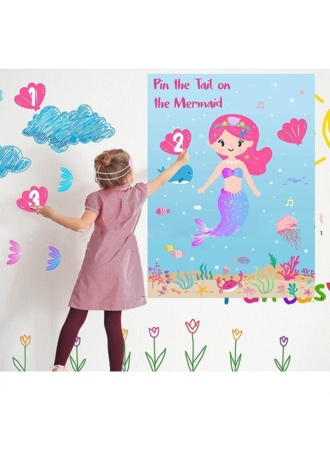 حزب وعيد ميلاد ألعاب اللوازم ، دبوس الذيل على حورية البحر ، تحت البحر حزب ألعاب الديكور ، ملصق كبير مع 28PCS ملصقات الذيل للعبة حزب الطفل - Image 5