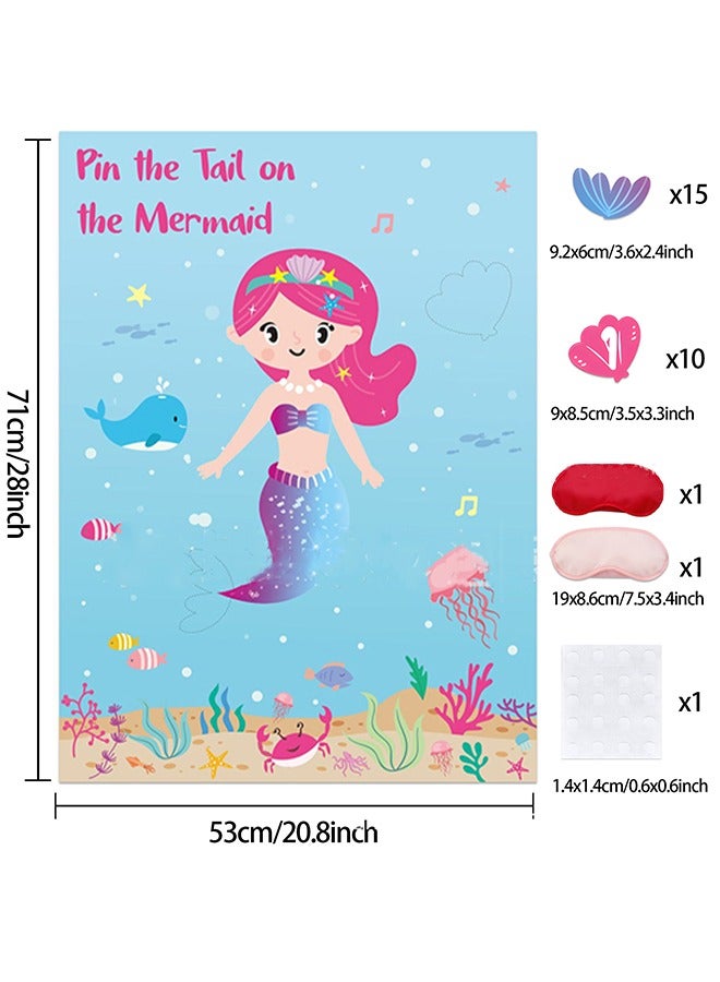 حزب وعيد ميلاد ألعاب اللوازم ، دبوس الذيل على حورية البحر ، تحت البحر حزب ألعاب الديكور ، ملصق كبير مع 28PCS ملصقات الذيل للعبة حزب الطفل - Image 4