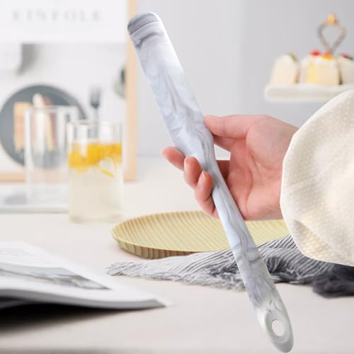 CATOSUM 2 Pcs 13 Inch Silicone Jar Spatulas, Non-Stick Heat Resistant Cake Cream Spatulas Set, Large Cake Cream Butter Spatulas for Jars, Blender, Cooking Baking (Dark grey and Marble) - Image 2