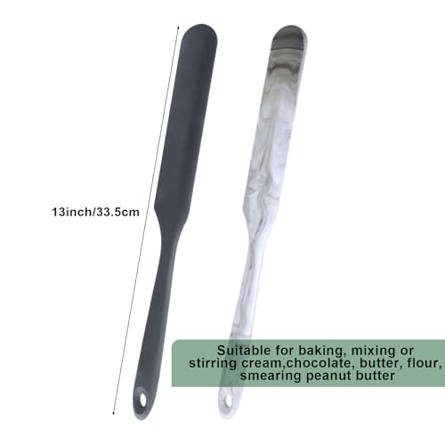 CATOSUM 2 Pcs 13 Inch Silicone Jar Spatulas, Non-Stick Heat Resistant Cake Cream Spatulas Set, Large Cake Cream Butter Spatulas for Jars, Blender, Cooking Baking (Dark grey and Marble) - Image 4