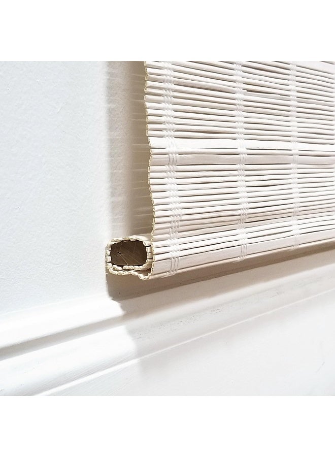 Radiance Cordless Bamboo Roman Shades for Windows  Bamboo Blinds for SemiPrivate Light Control  Easy to Lift  Fold Up Window Shades  White  39 W x 64 L  2215338E - Image 3