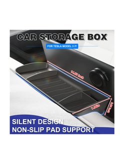 Excefore 2023 New Upgraded Tesla Model 3/Y Center Console Organizer Tray Accessories, Screen Rear Storage Box Dashboard Hidden Tray Non-Slip Sunglasses Holder Interior Accessories, Black  - Image 2