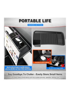 Excefore 2023 New Upgraded Tesla Model 3/Y Center Console Organizer Tray Accessories, Screen Rear Storage Box Dashboard Hidden Tray Non-Slip Sunglasses Holder Interior Accessories, Black  - Image 5