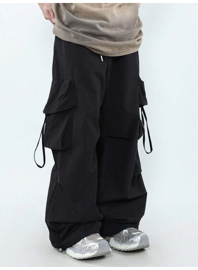 Maniac Mens Solid Black Polyester Nylon Fabric Cargo Pant - Image 4