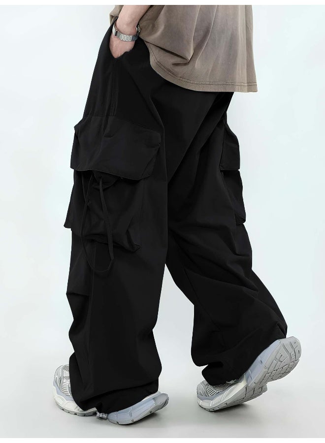 Maniac Mens Solid Black Polyester Nylon Fabric Cargo Pant - Image 2