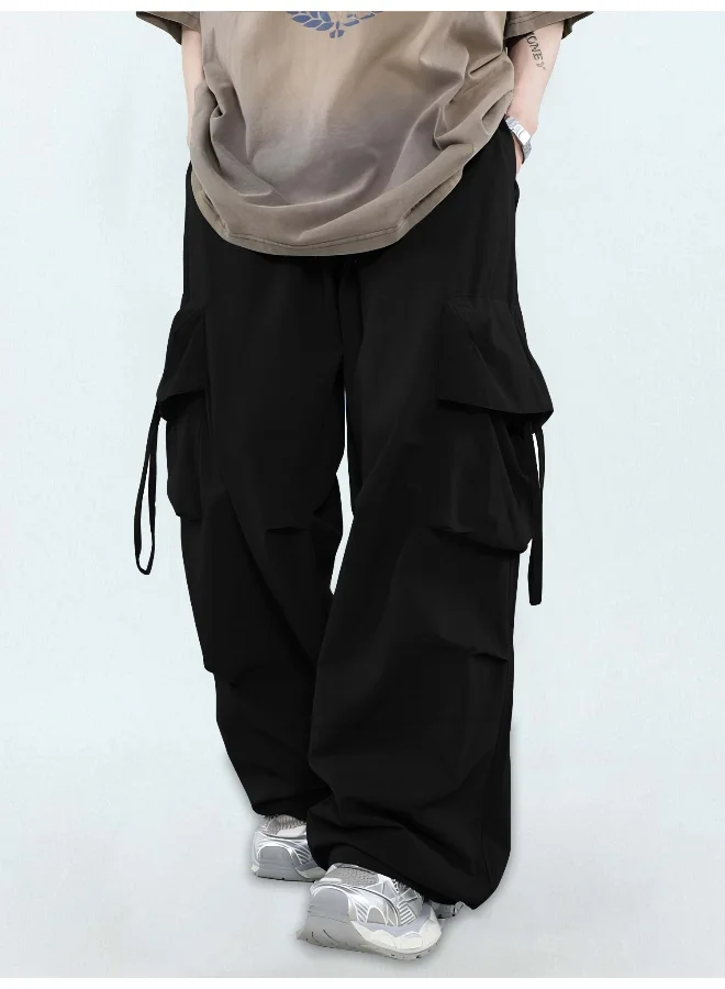 Maniac  Maniac Mens Solid Black Polyester Nylon Fabric Cargo Pant for Men | Best Price UAE